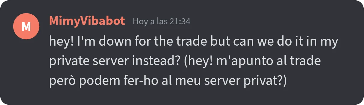 Xat de Discord — scammer 1